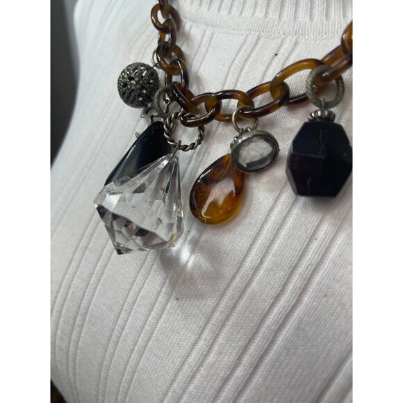 Chico's statement necklace mixed metals signed costume jewelry tortoise resin - Picture 10 of 16